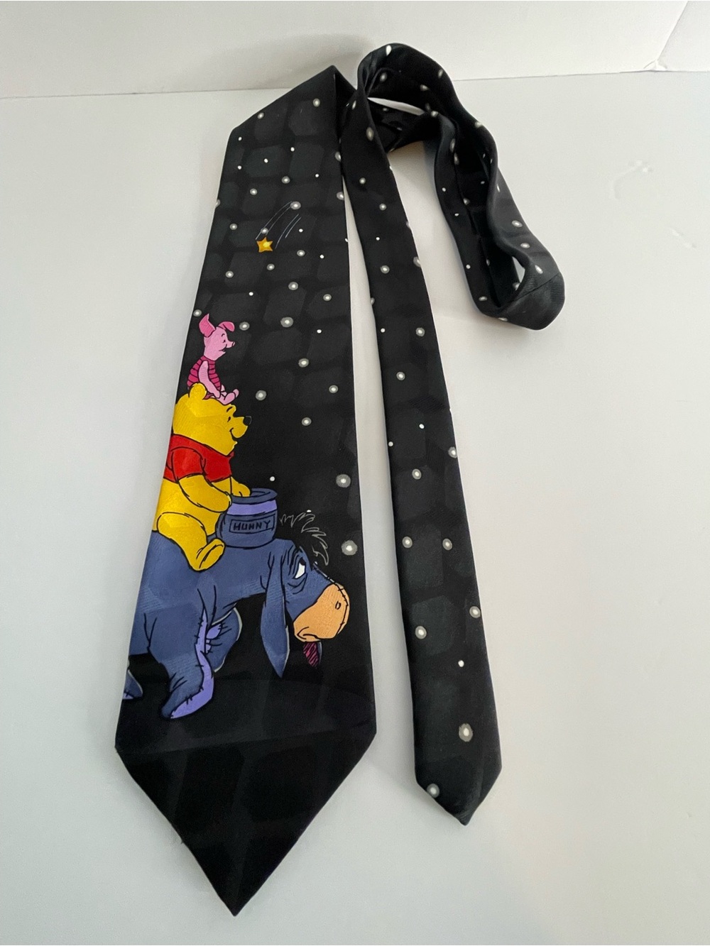 Vintage 90s Disney Winnie the Pooh Eeyore Piglet Necktie Black